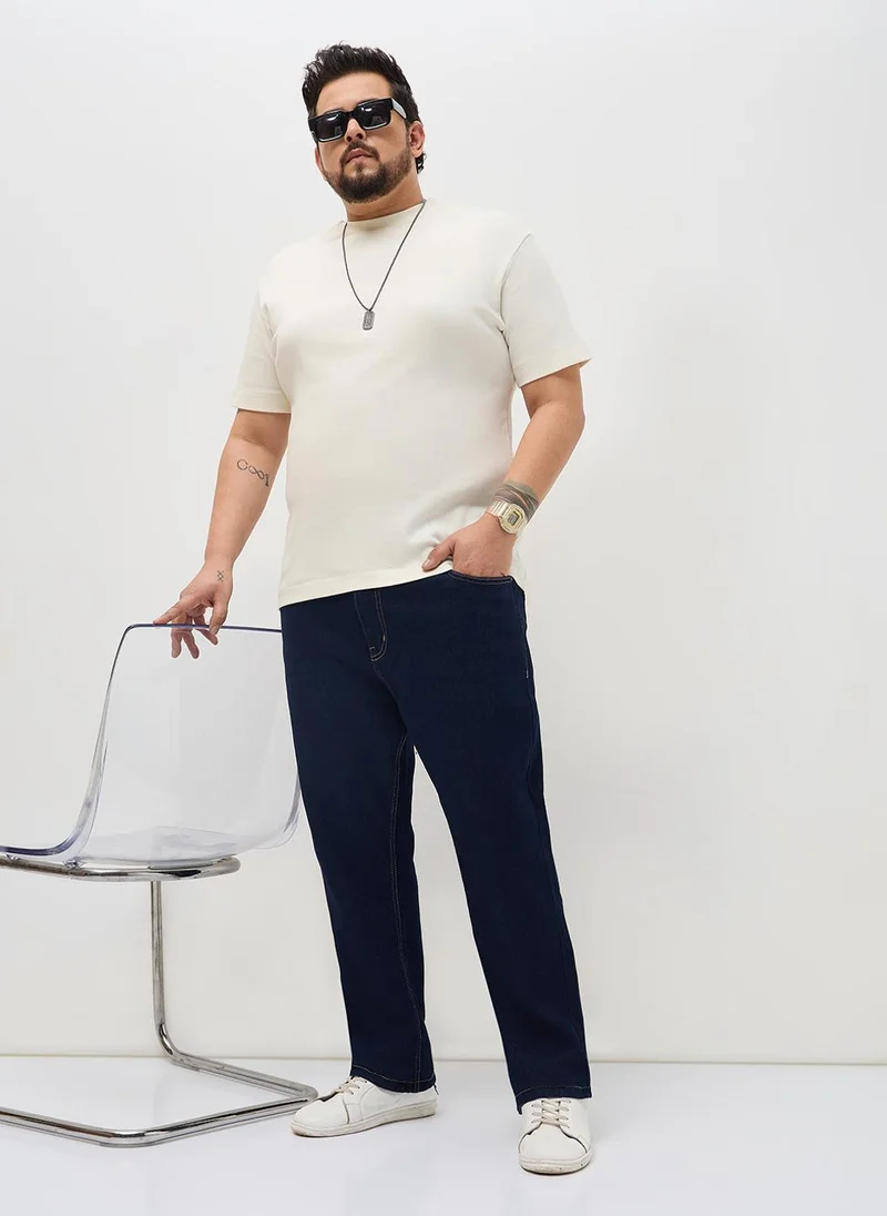 Urbano Fashion  Urbano Plus Men's Dark Blue Straight Fit Heavy Washed Denim Jeans Stretchable for Men | Best Price UAE